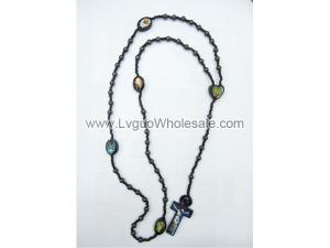 Round Shape Hematite Beads Rosary with Wooden Crucifix 24inch